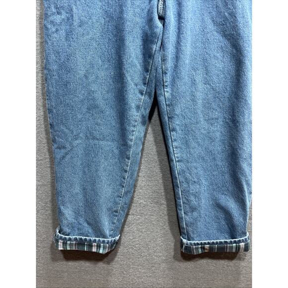 VTG L.L. Bean Original Fit/Relaxed Mom Jeans Blue Flannel Lined Plaid Size 14P - Picture 4 of 16